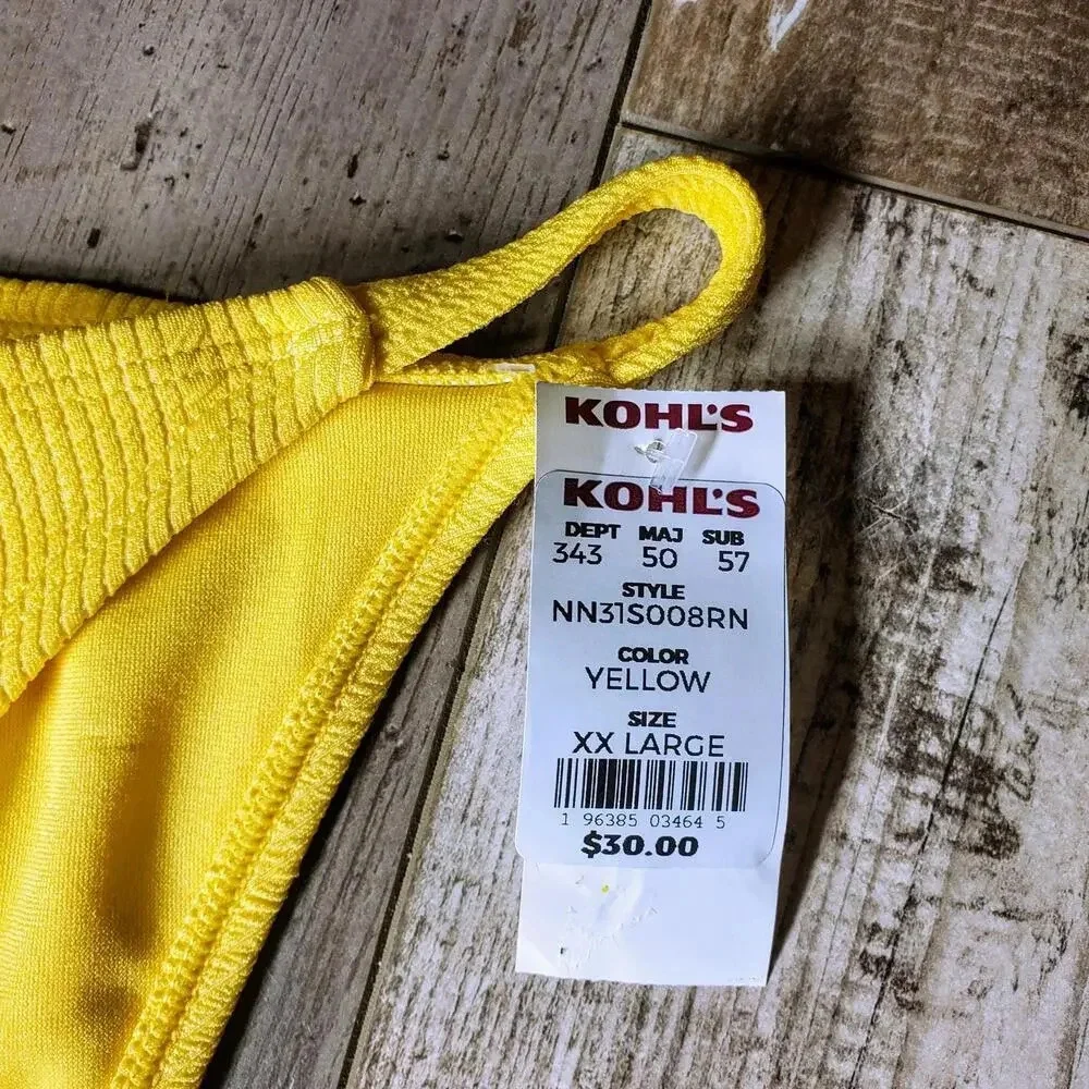 NWT Juniors' Ninety-Nine° Meadow Lark Crinkle Ribbed Swim Bottoms Size XXL